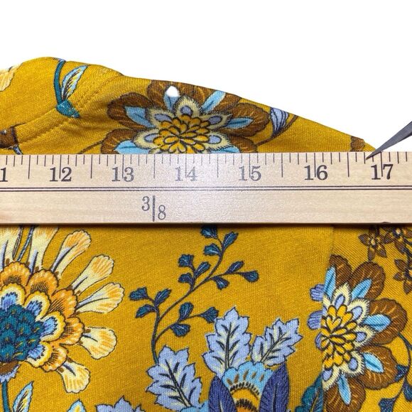 SOFT SURROUNDINGS Lorna Button Front Top Size 1X Golden Floral Long Sleeve Boho - Picture 13 of 16